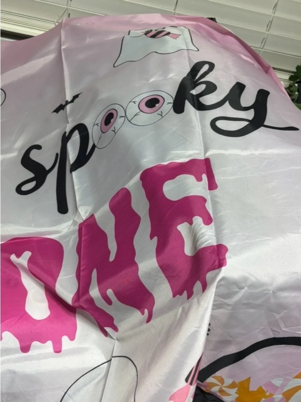 The Spooky One Pink Halloween Backdrop